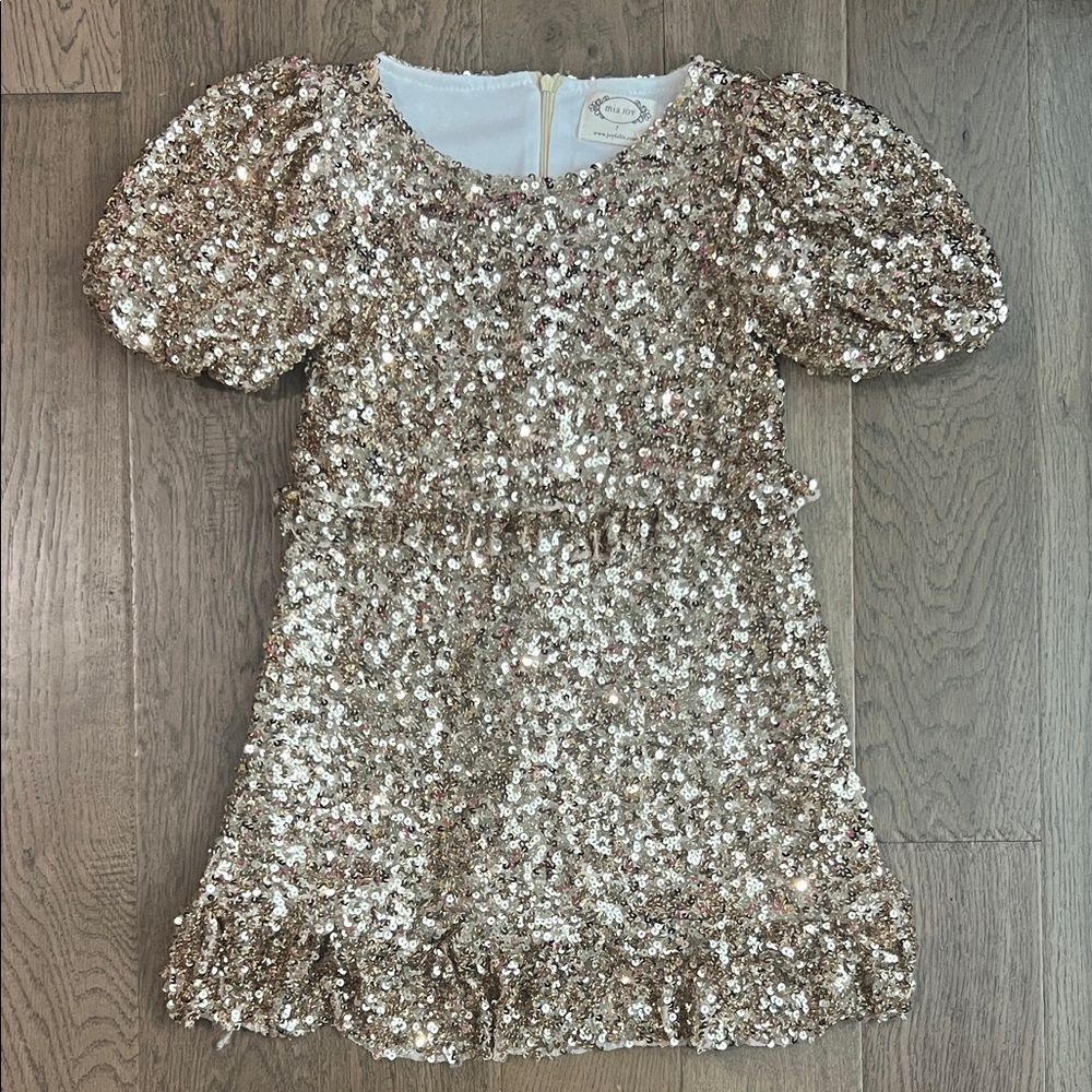 Joyfolie Gold Sequin Kids 7 Formal Dress
